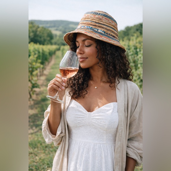 Daniele Meucci Straw Patchwork Bucket Hat Boho Cloche - Picture 2 of 7